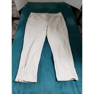 Talbots Jeans Size 14 Womens Beige Stretch Pants Denim Ladies Mid Rise Cropped